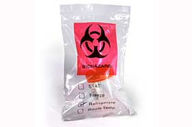 Reclosable  Zip Top Printed Bio-Hazard Warning